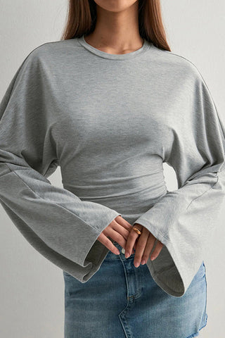 Draped Sleeve Top with Cinched Waist
