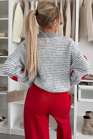 Stripe Heart Pattern Valentine Sweater