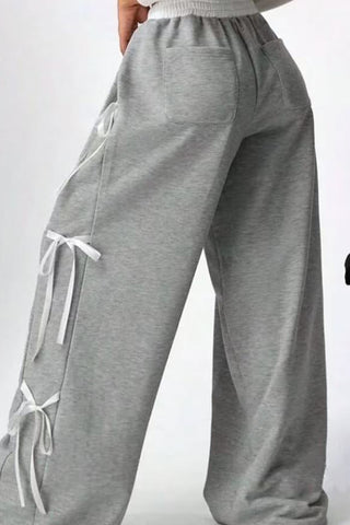Side Tie Ribbon Casual Pants