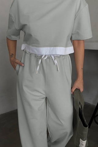 Casual Two-Piece Set with Cropped Top