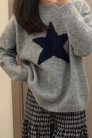 Star Patterned Oversized Sweater