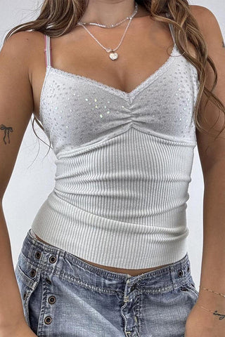 Sparkle Embellished Ribbed Tank Top