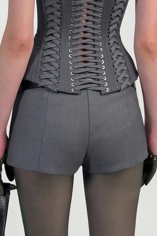 Halter Lace-Up Corset Short Set