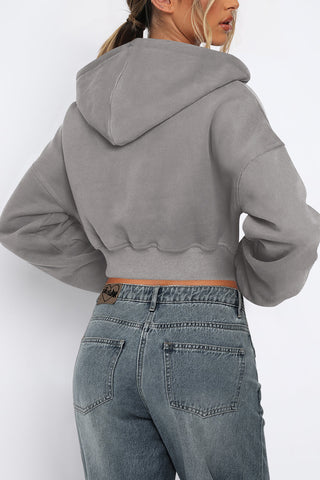 Cropped Zip-Up Hoodie