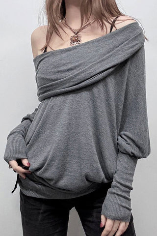 Off-Shoulder Knit T-Shirt
