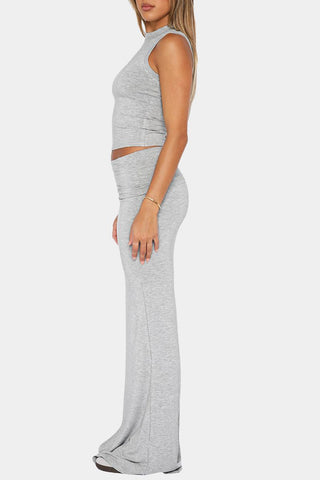 Sleeveless Crop Top and Maxi Skirt Set