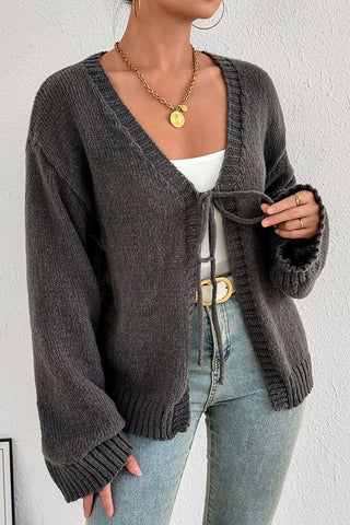 Tie-Front Open Cardigan