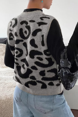 Button-Front Animal Print Vest