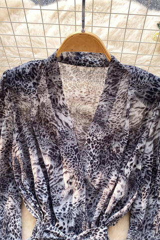 Stylish Wrap Leopard Blouse