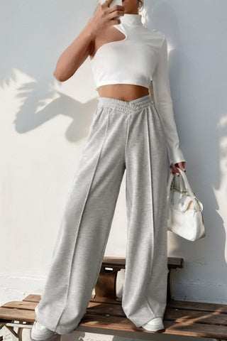 Elastic Waist Wide-Leg Casual Pants