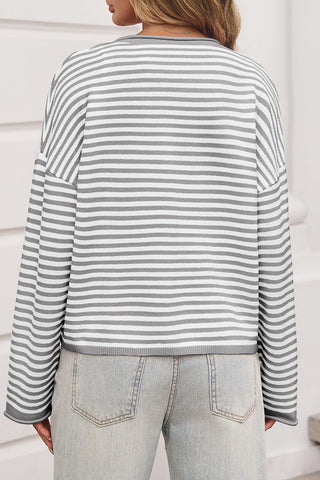 Striped Button-Front Cardigan