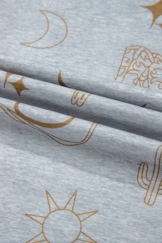 Graphic Tee and Drawstring Shorts Set