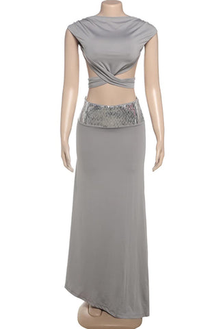 Cutout Crop Top and Skirt Set