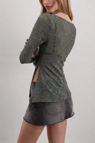 Lace Long-Sleeve Blouse
