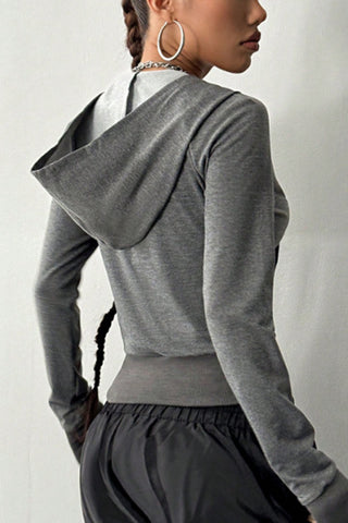 Stylish Hooded Zip-Up Sweatshirt