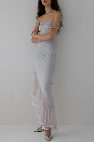 Strapless Asymmetrical Evening Dress