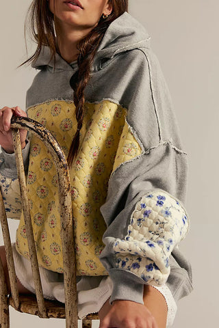 Patchwork Quilted Hoodie Sweatshirt