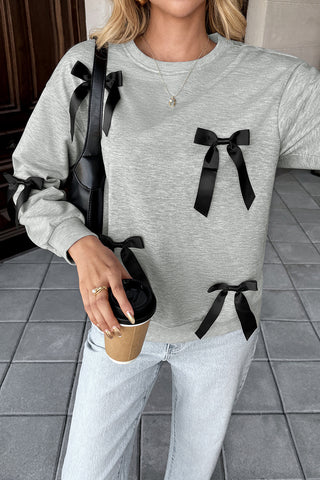 Ribbon-Accented Cozy Sweatshirt