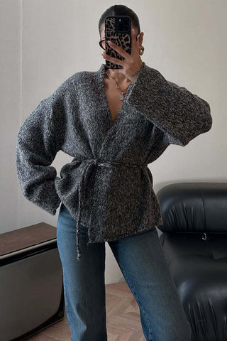Open-Front Belted Cardigan