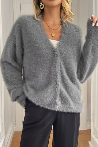 Cozy Button-Front Fuzzy Cardigan
