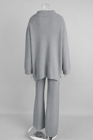 Zip-Up Relaxed Pants Set