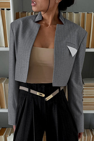 Pinstripe Cropped Blazer