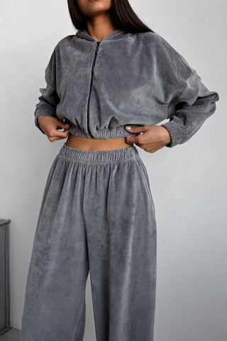 Cropped Hoodie and Jogger Pants Set