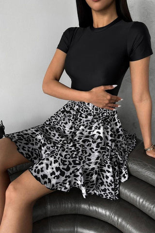 Flared Animal Print Mini Skirt