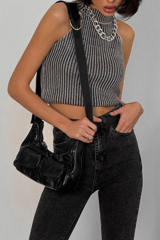 High Neck Ribbed Tank Top