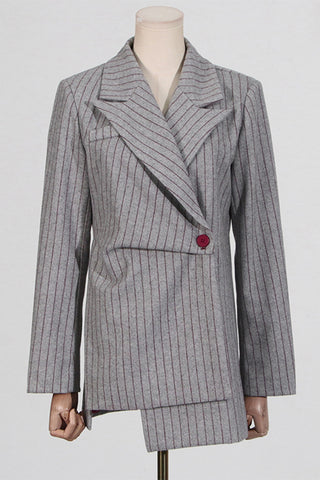 Asymmetrical Pinstripe Blazer