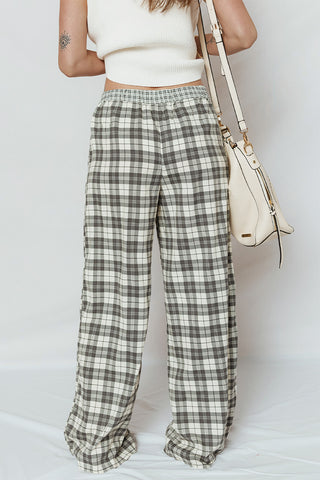 Plaid Wide-Leg Pants