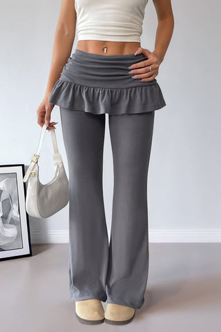Ruffle High-Waist Flare Casual Pants
