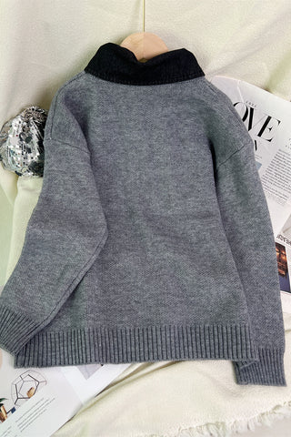 Bow Accent Collared Sweater