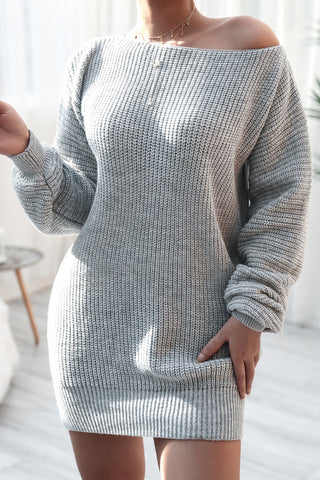 Off-Shoulder Knit Casual Dress
