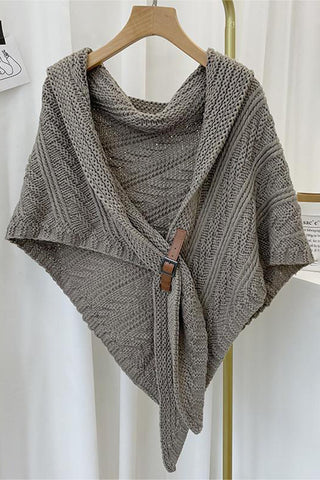 Buckle-Closure Knit Poncho