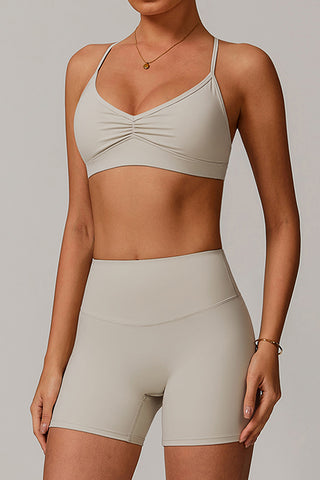 Plunge Neck Bralette and High-Waisted Shorts Set