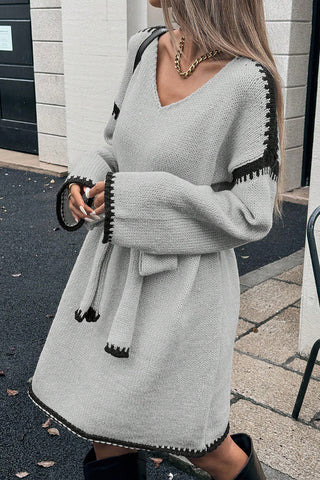 Belted Knit Casual Dress