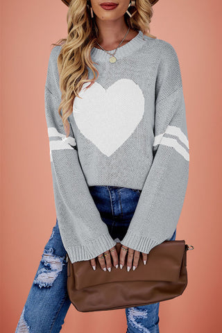 Heart Pattern Oversized Sweater