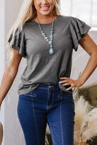 Ruffle Sleeve Casual Top