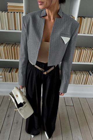 Pinstripe Cropped Blazer