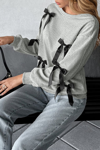 Ribbon-Accented Cozy Sweatshirt