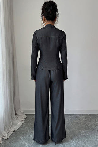 Chic Button-Up Wide-Leg Pants Set