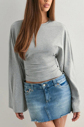 Draped Sleeve Top with Cinched Waist