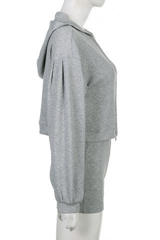 Hooded Zip Jacket Tank and Shorts Set