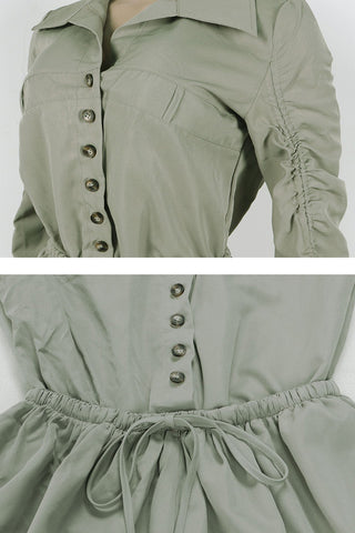 Button-Front Drawstring Romper