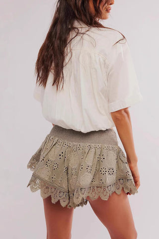 Lace-Trim Eyelet Skort