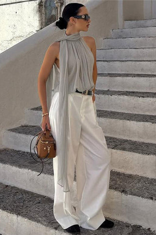 Draped Halter Neck Tank