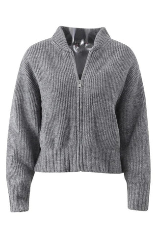 Zip-Up Ribbed Cardigan