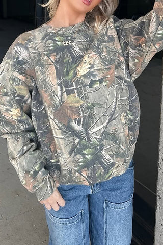 Camo Pullover with Bow Detail