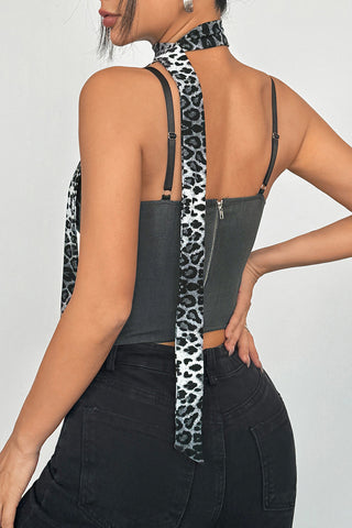 Leopard-Detail Bustier Tank Top